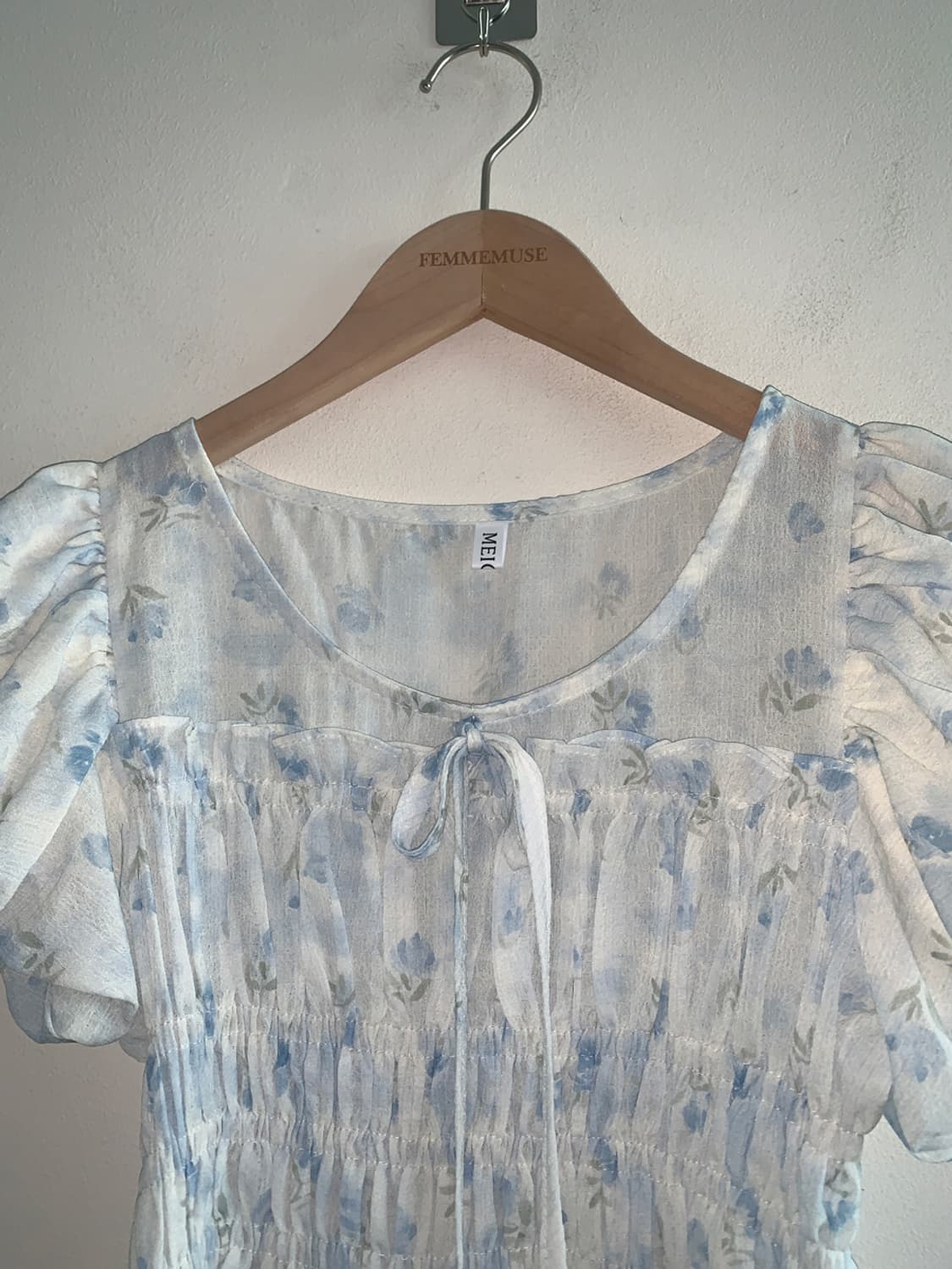 Floret shirring blouse top(sky blue) 상품이미지3