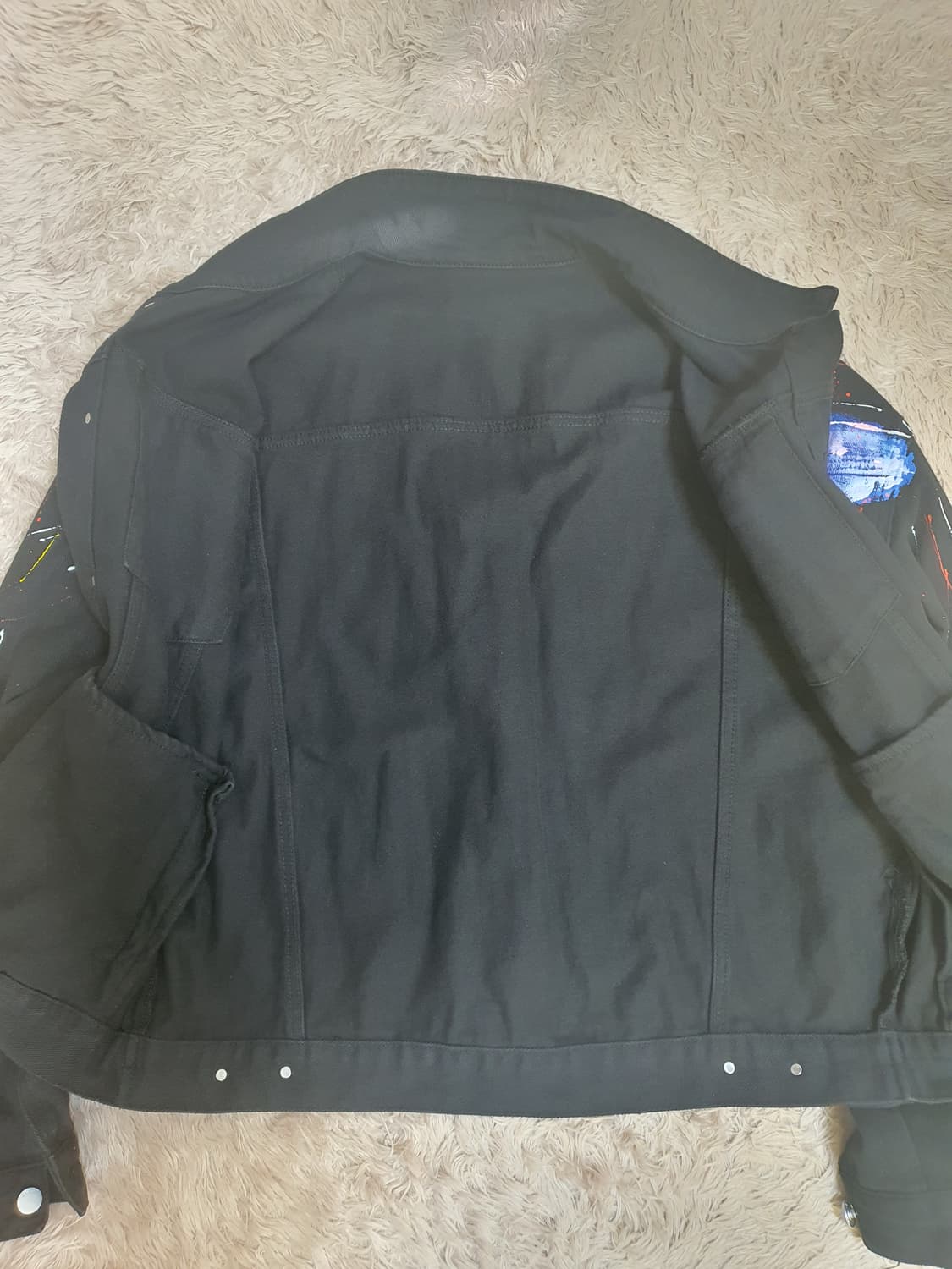 블랙 페인팅 청 데님 자켓 사이즈 100~105 상품이미지2