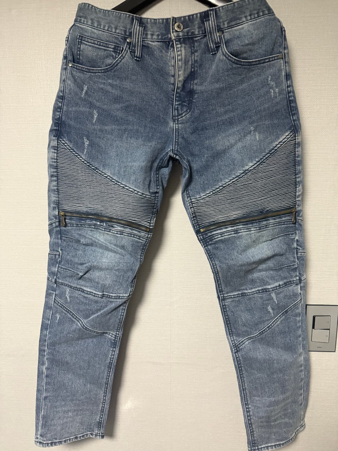 버커루 블루 워싱 데님 바이커 팬츠 34 상품이미지1