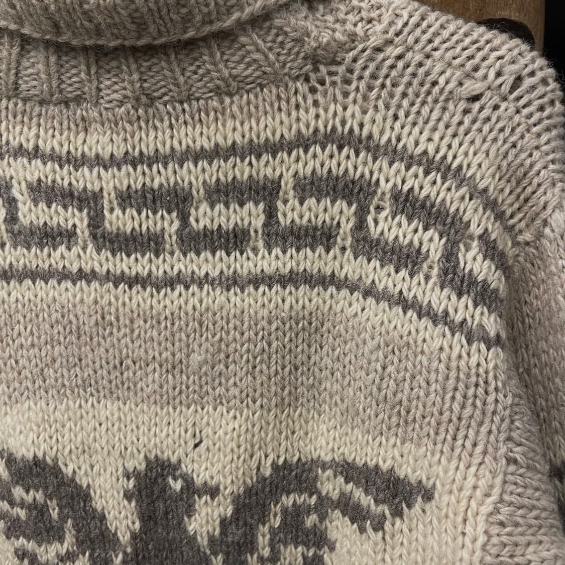 90s MINGAS 썬더버드 숄카라 울 코위찬 니트 스웨터 N396 상품이미지6