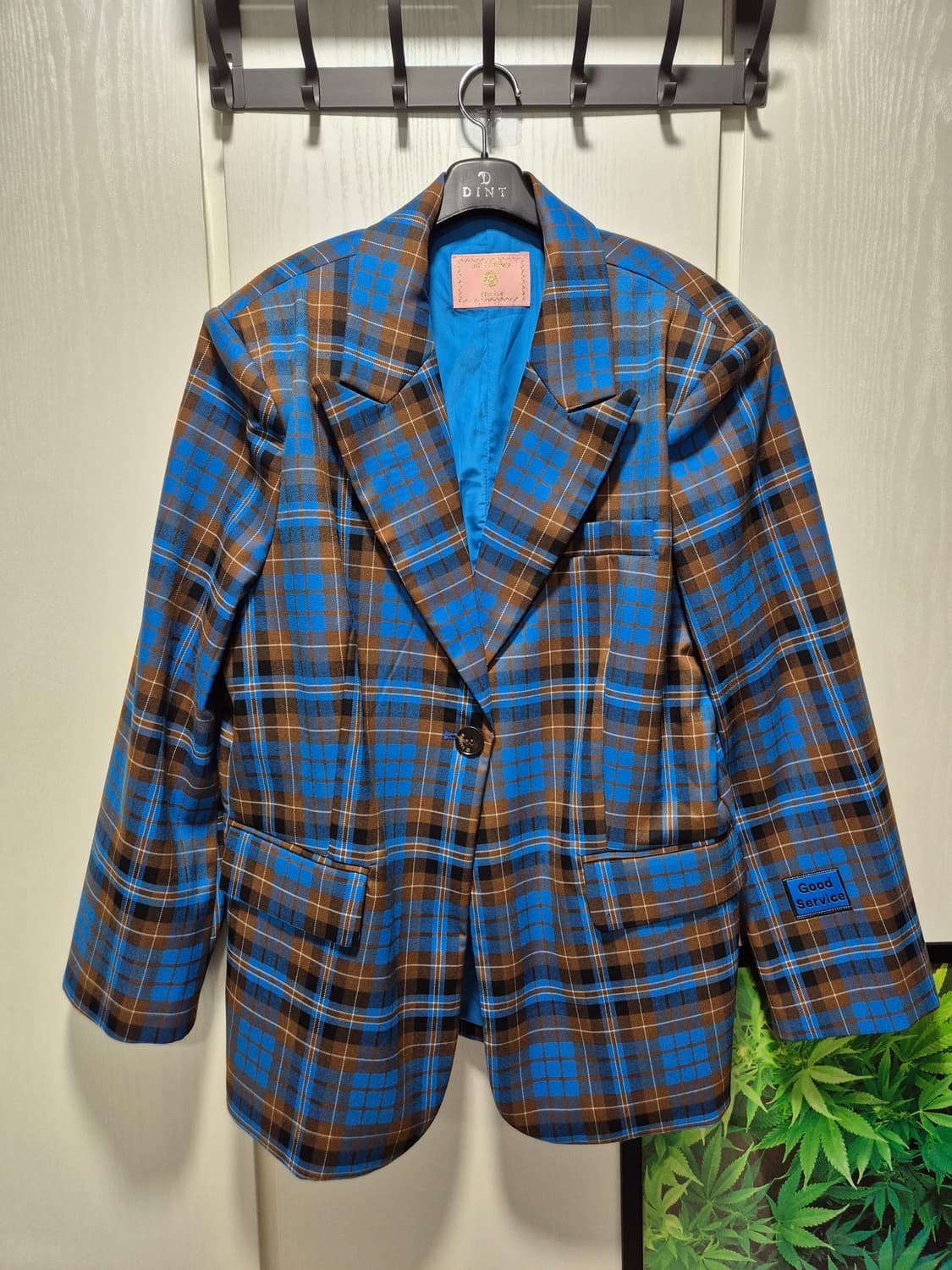 (새상품)DINT 딘트 체크 자켓 블루 브라운 상품이미지1
