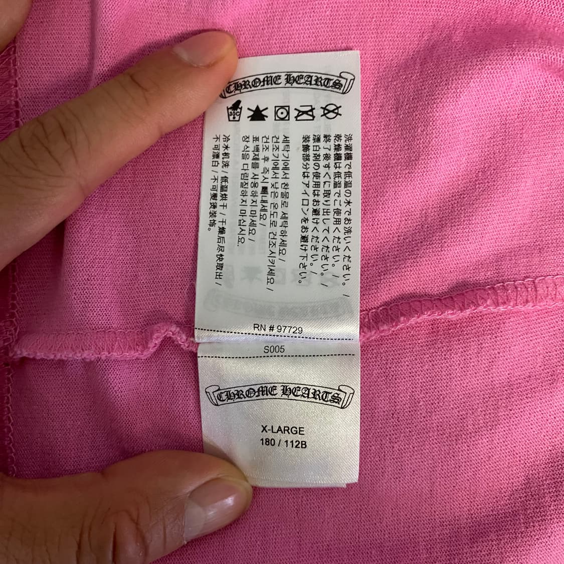 [XL] 크롬하츠 스크롤 포켓 티셔츠 핑크 상품이미지9