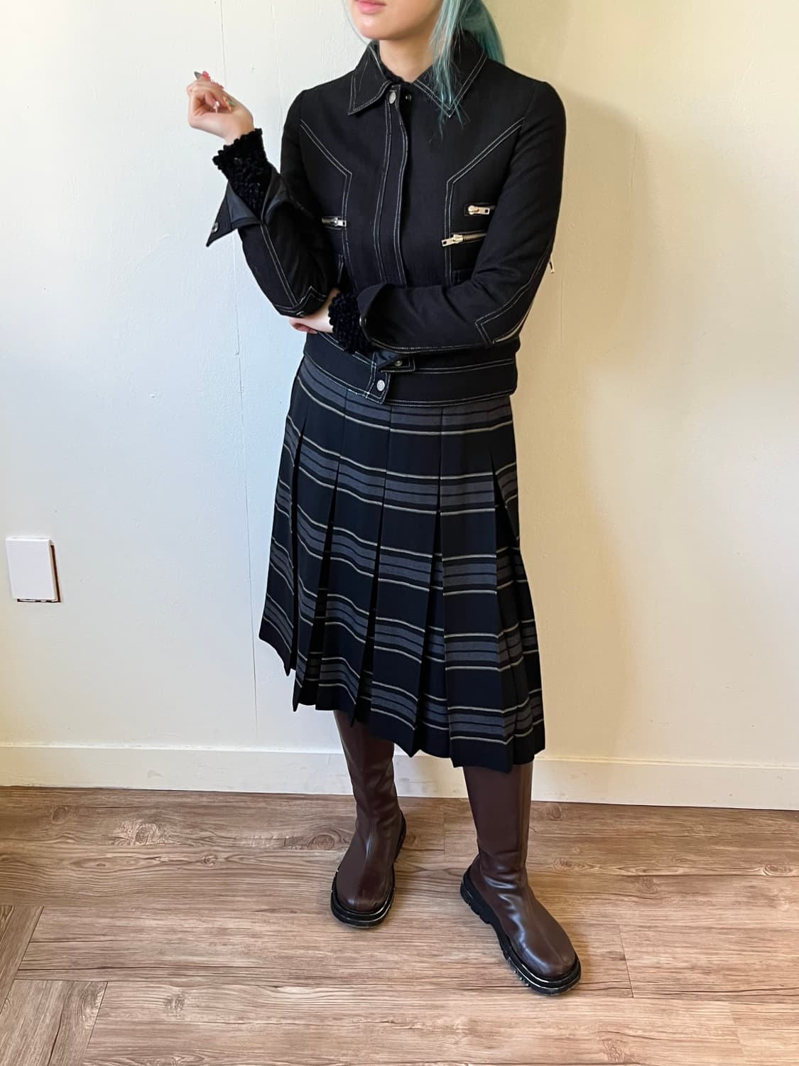 DONNA SUI 스티치 바이커 자켓 상품이미지6