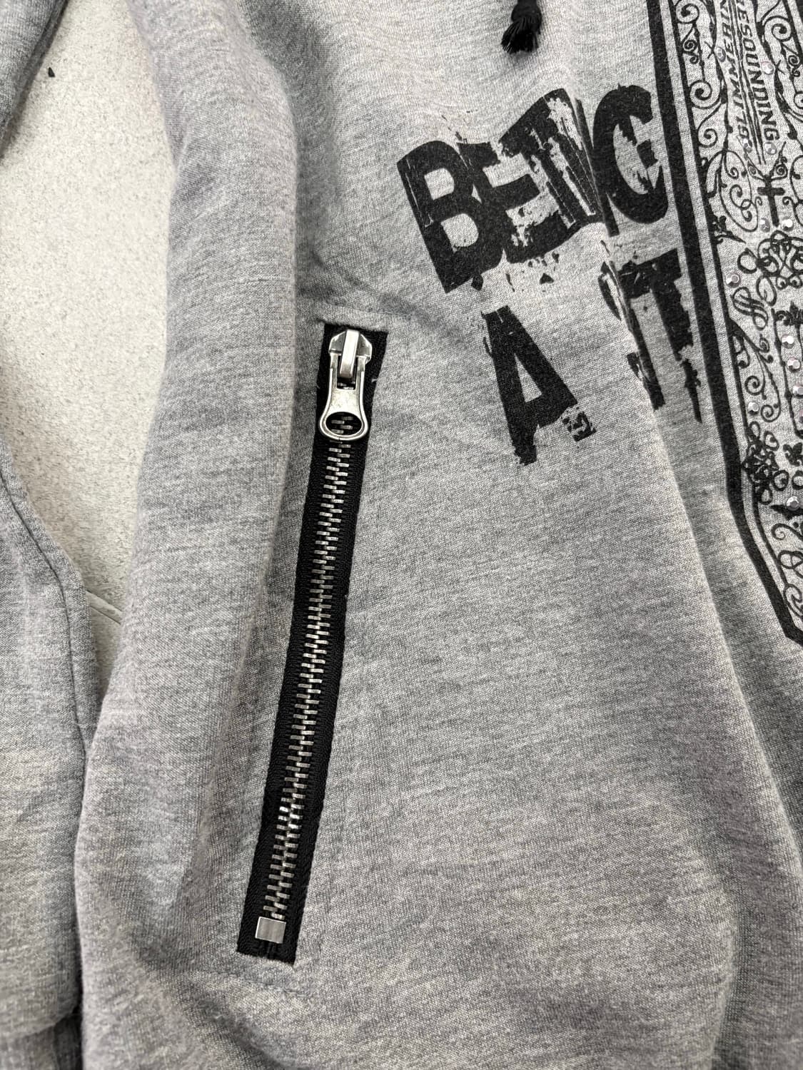 Dig deep 십자가 해골 프린팅 롱 후디 상품이미지4