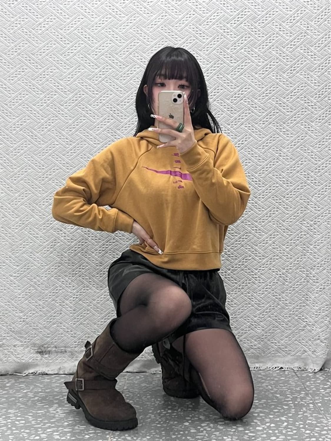 나이키 올드스쿨 레트로 Y2K 스우시 크롭 후드티 M C11144 상품이미지1