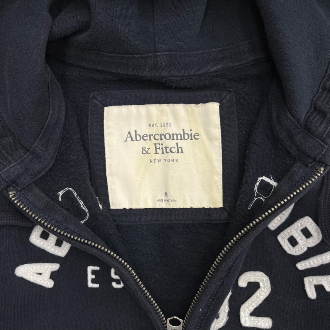 아베크롬비 센터로고 네이비 후드집업 M 상품이미지5