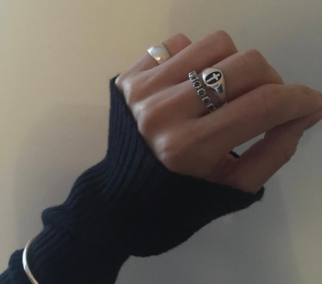 NOR 엔오알 stamp cross 십자가 애끼반지 상품이미지1