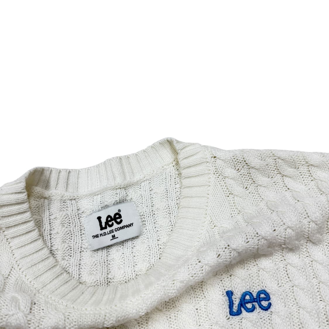LEE 케이블 반팔 니트 화이트 M 상품이미지2