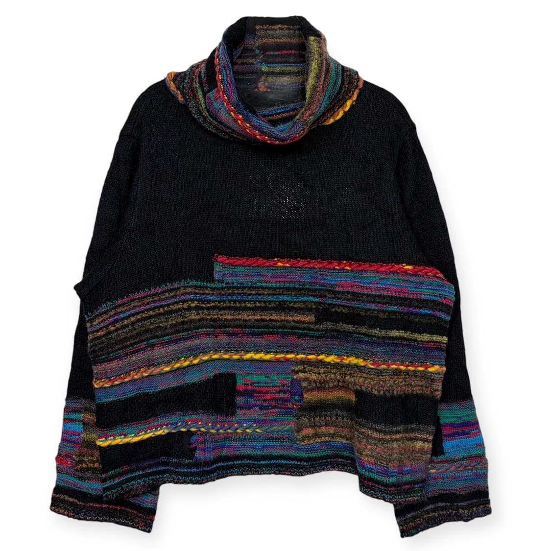 빈티지 패턴 터틀넥 니트 티셔츠 상품이미지1