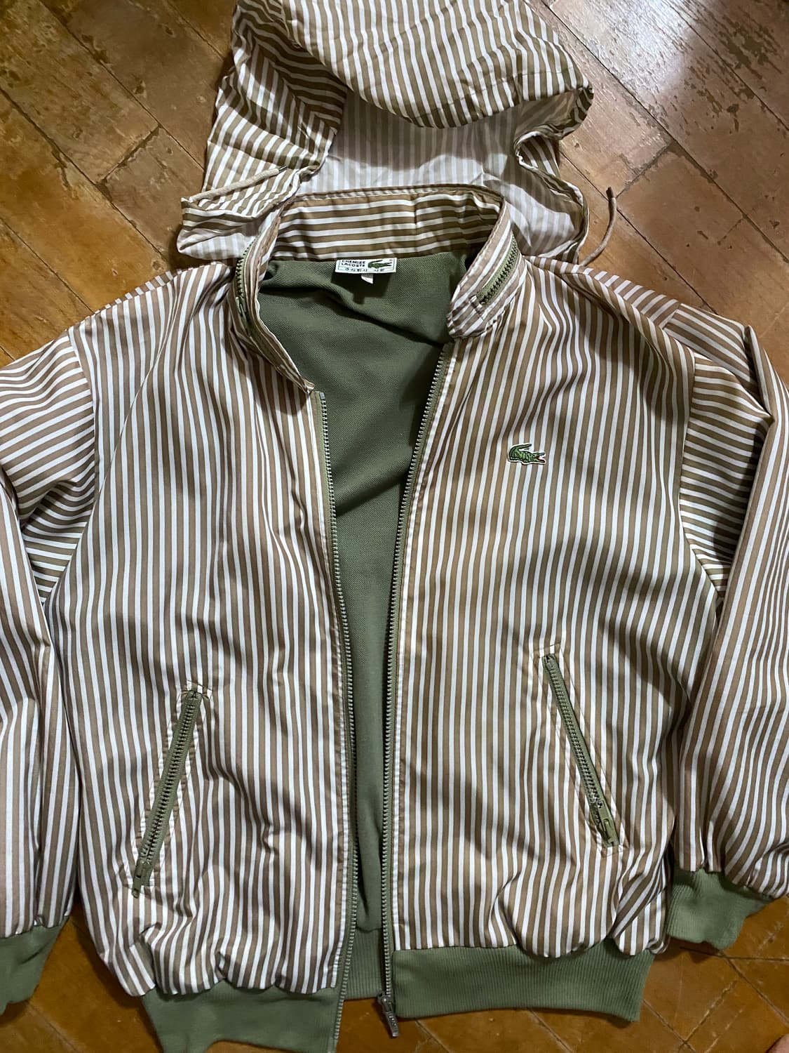 라코스테 스트라이프 바람막이 후드 자켓 L (105) 상품이미지4