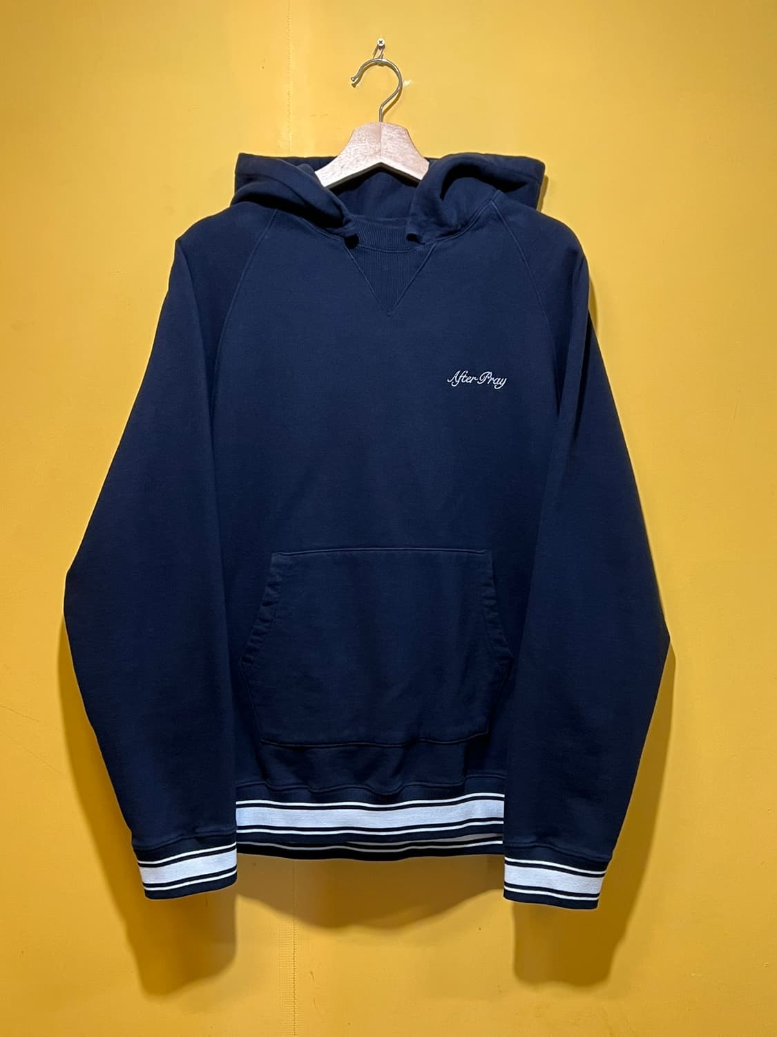 [L] 애프터프레이 레터링 로고 스플릿 후드 블랙 상품이미지1