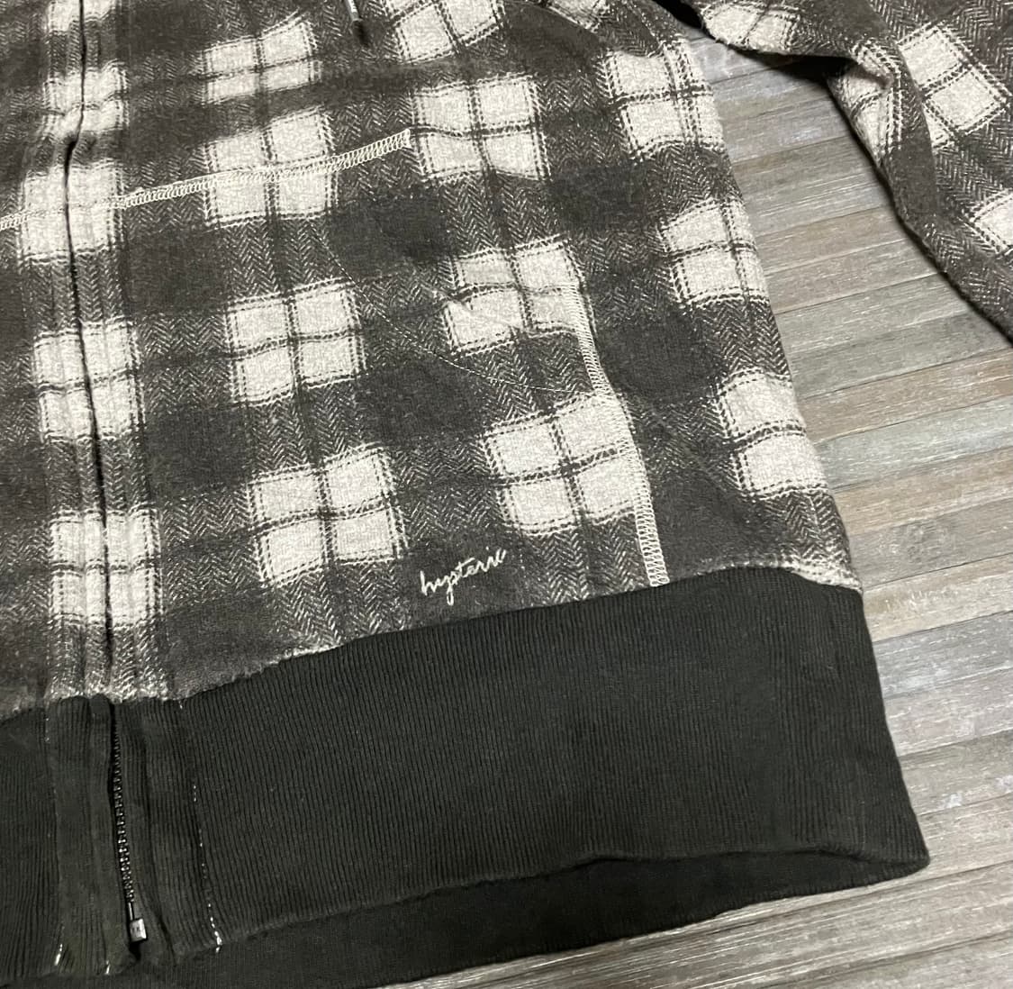 Vintage mood grey check hoodie 상품이미지4