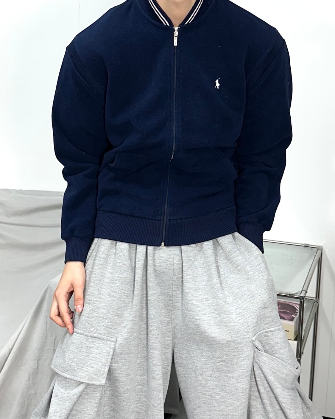 폴로 랄프로렌 골프 네이비 니트 집업 S 상품이미지2