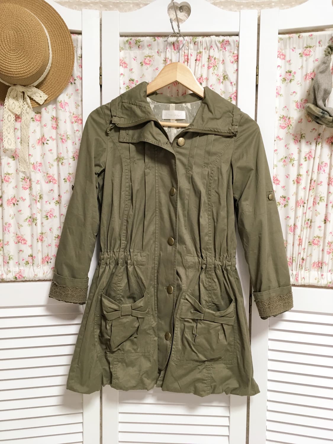 빈티지 리본포켓 카키 야상 자켓 상품이미지1