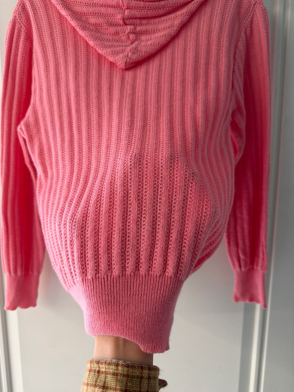 일본빈티지 핑크 크로셰 후드집업 상품이미지8