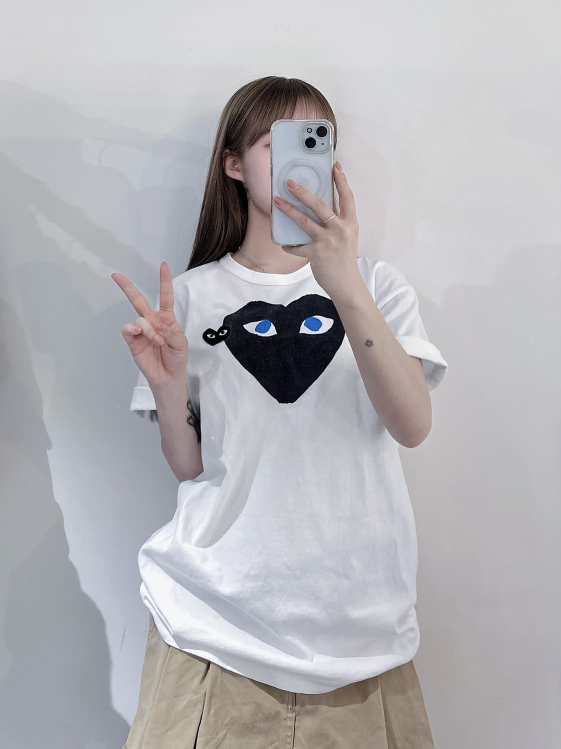 꼼데가르송 더블하트 블루아이 반팔티 상품이미지1