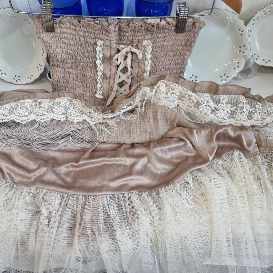 레이스 캉캉 튜브탑 미니 원피스 상품이미지4