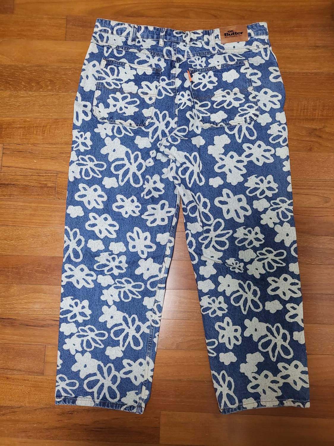 버터굿즈 Butter goods 플라워 데님 와이드 팬츠 인디고 상품이미지4