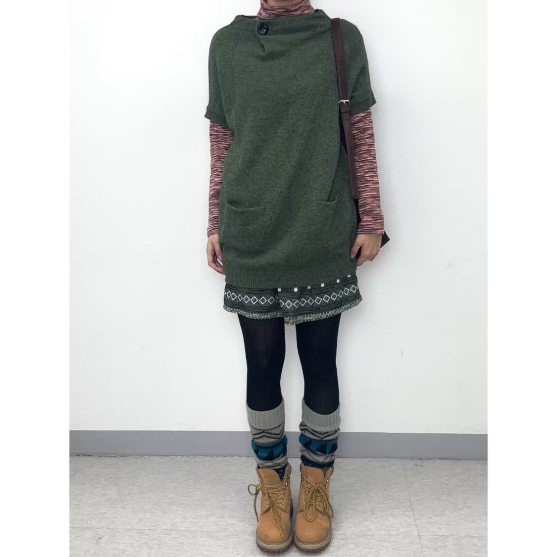 빈티지 카키 울 니트 원피스 상품이미지2