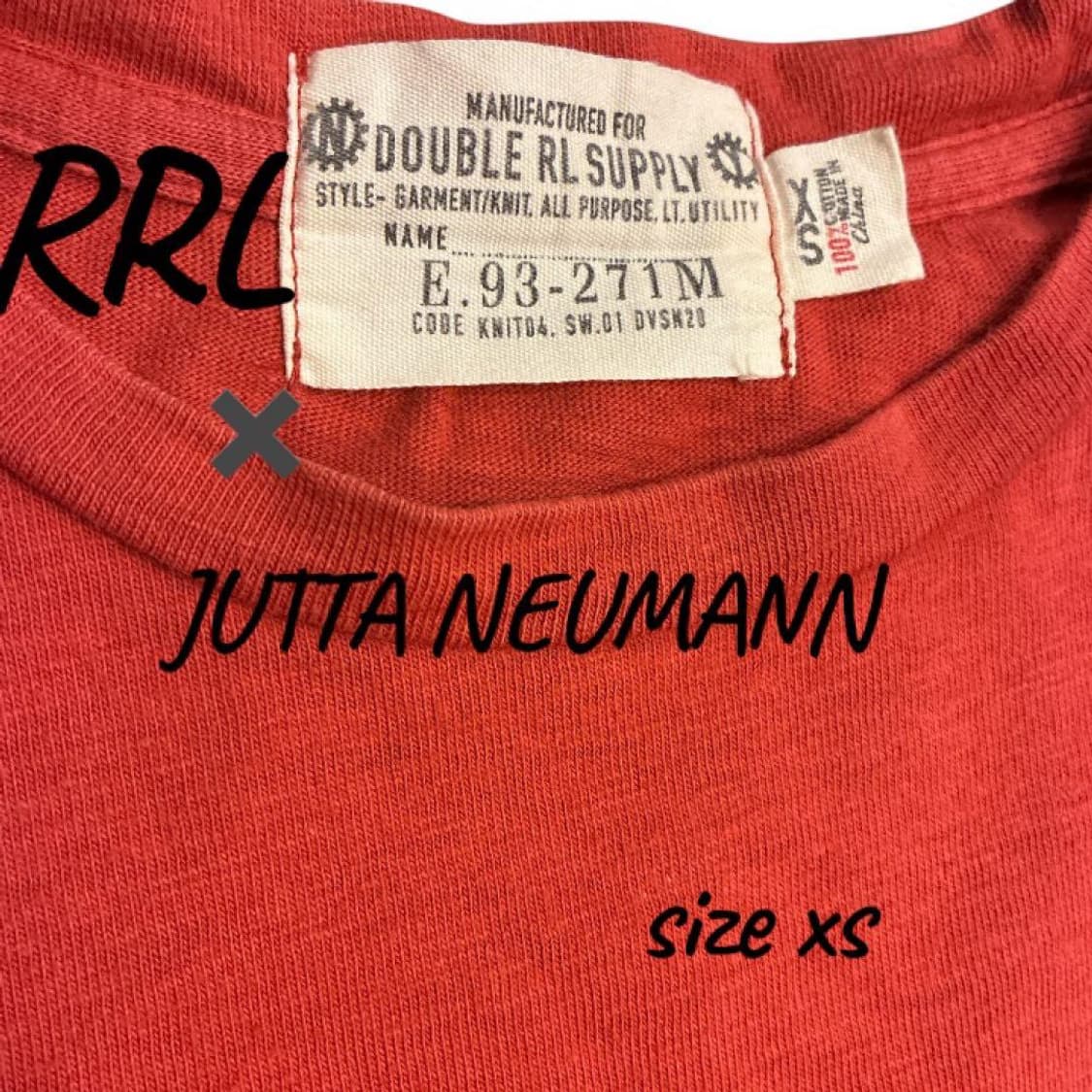RRL 더블알엘 X 쥬타뉴먼 콜라보 로고 포켓 반팔 티셔츠 오렌지 상품이미지2