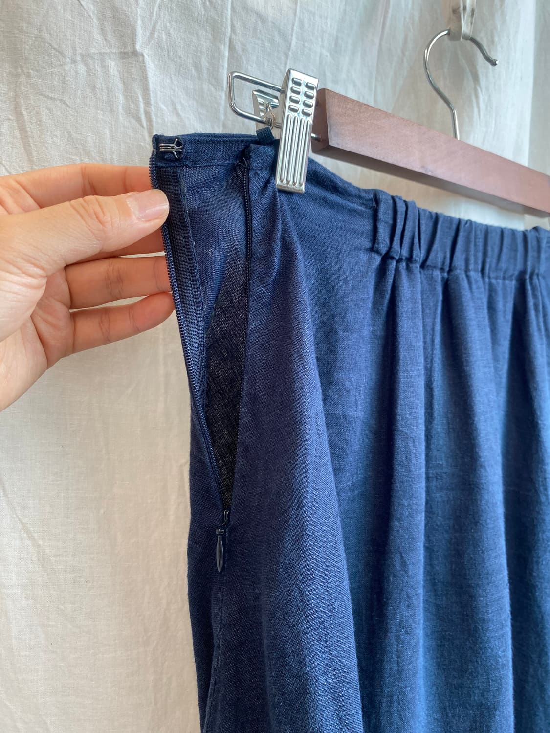 MUJI 네이비 린넨 밴딩스커트(M) 상품이미지7