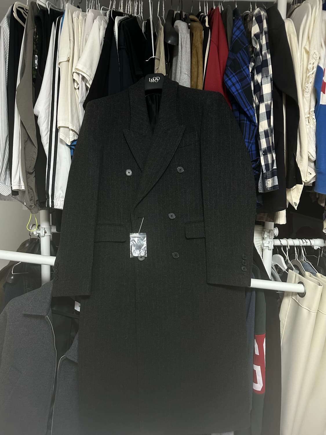 엘무드 발렌티누스 더블코트 그레이스트라이프 상품이미지1