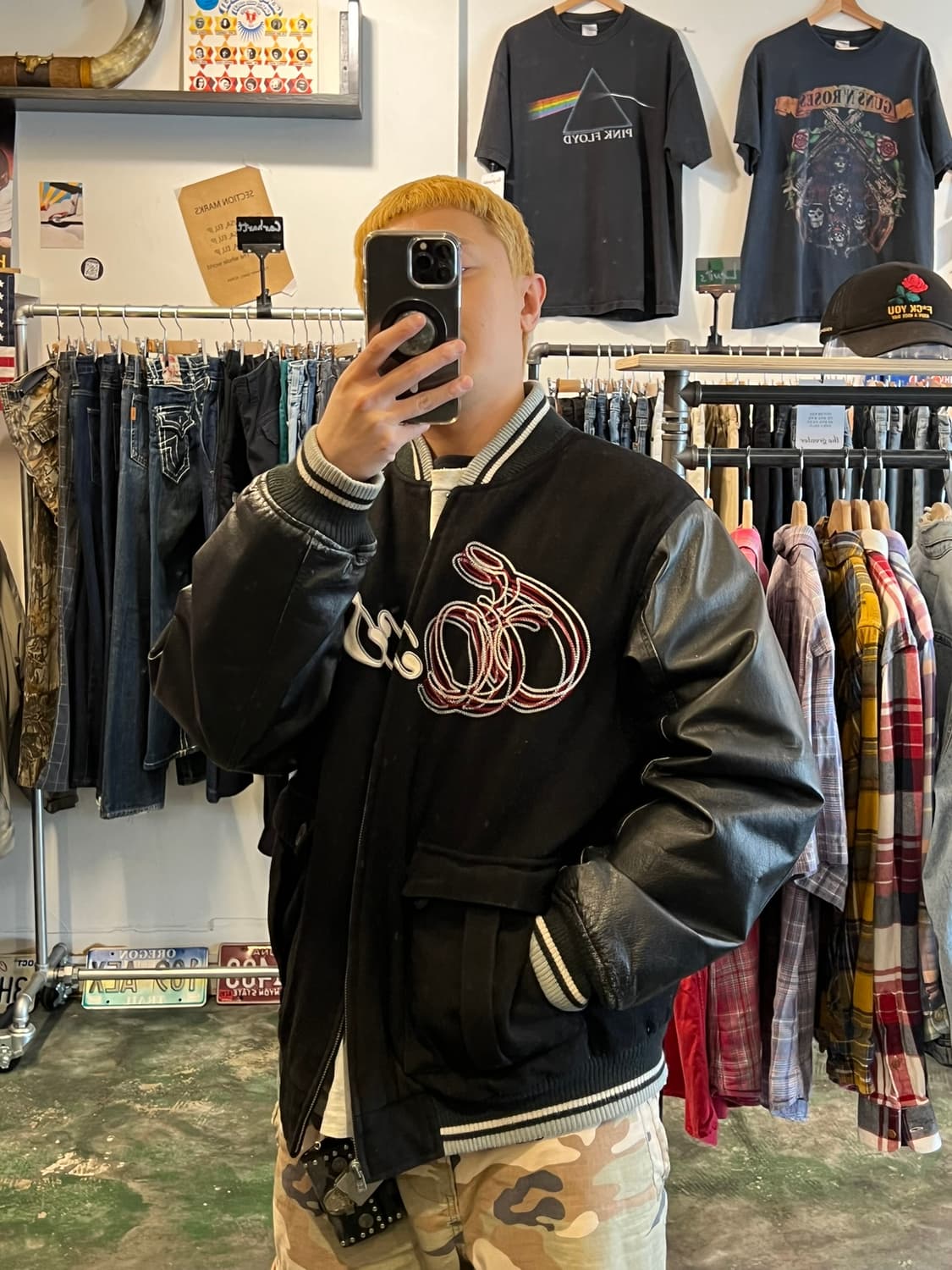 90's 빈티지 바시티 레더 슬리브 USA 자켓 상품이미지3