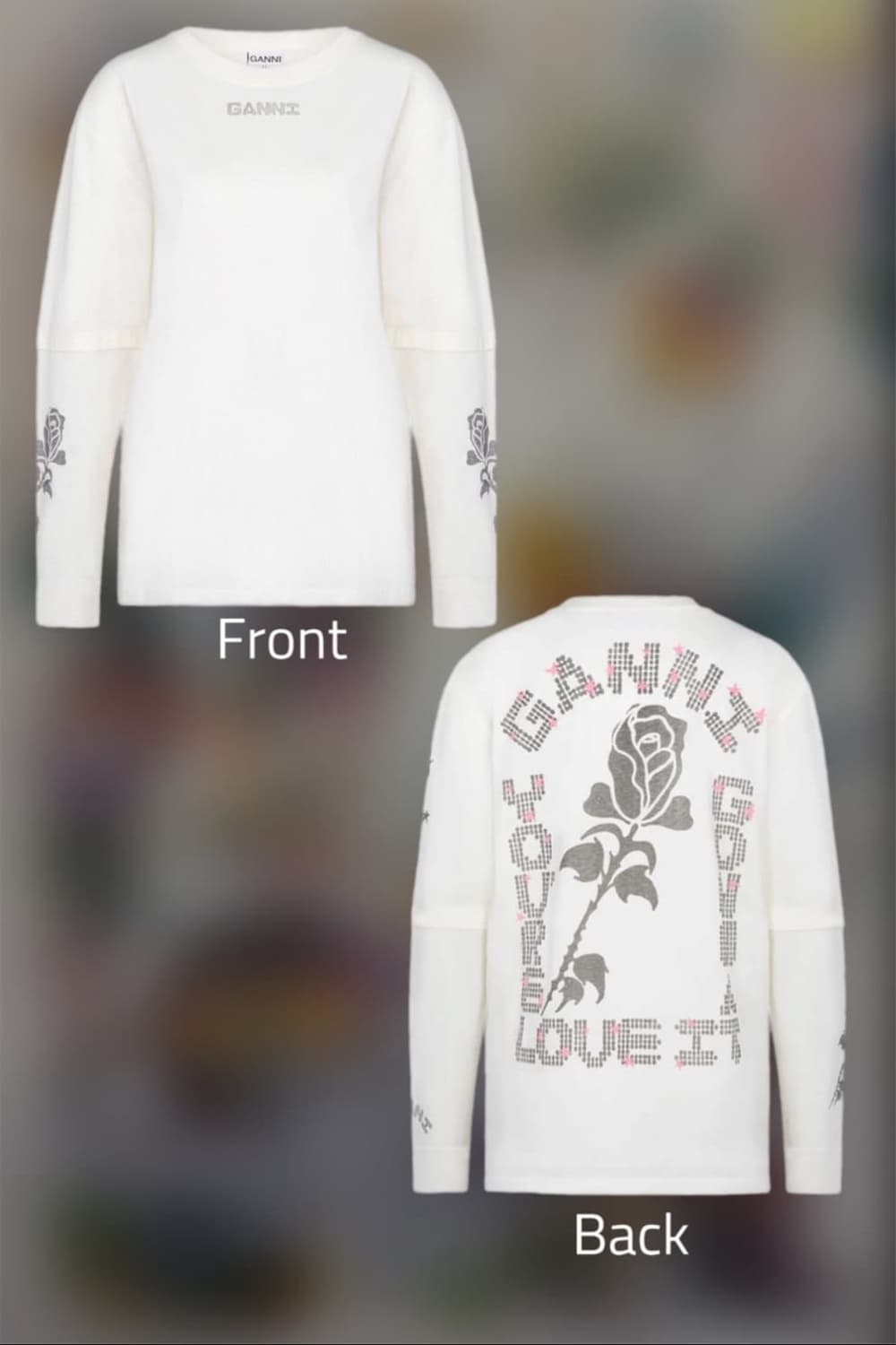 23'SS Ganni White Long Sleeve T-Shirt 상품이미지1