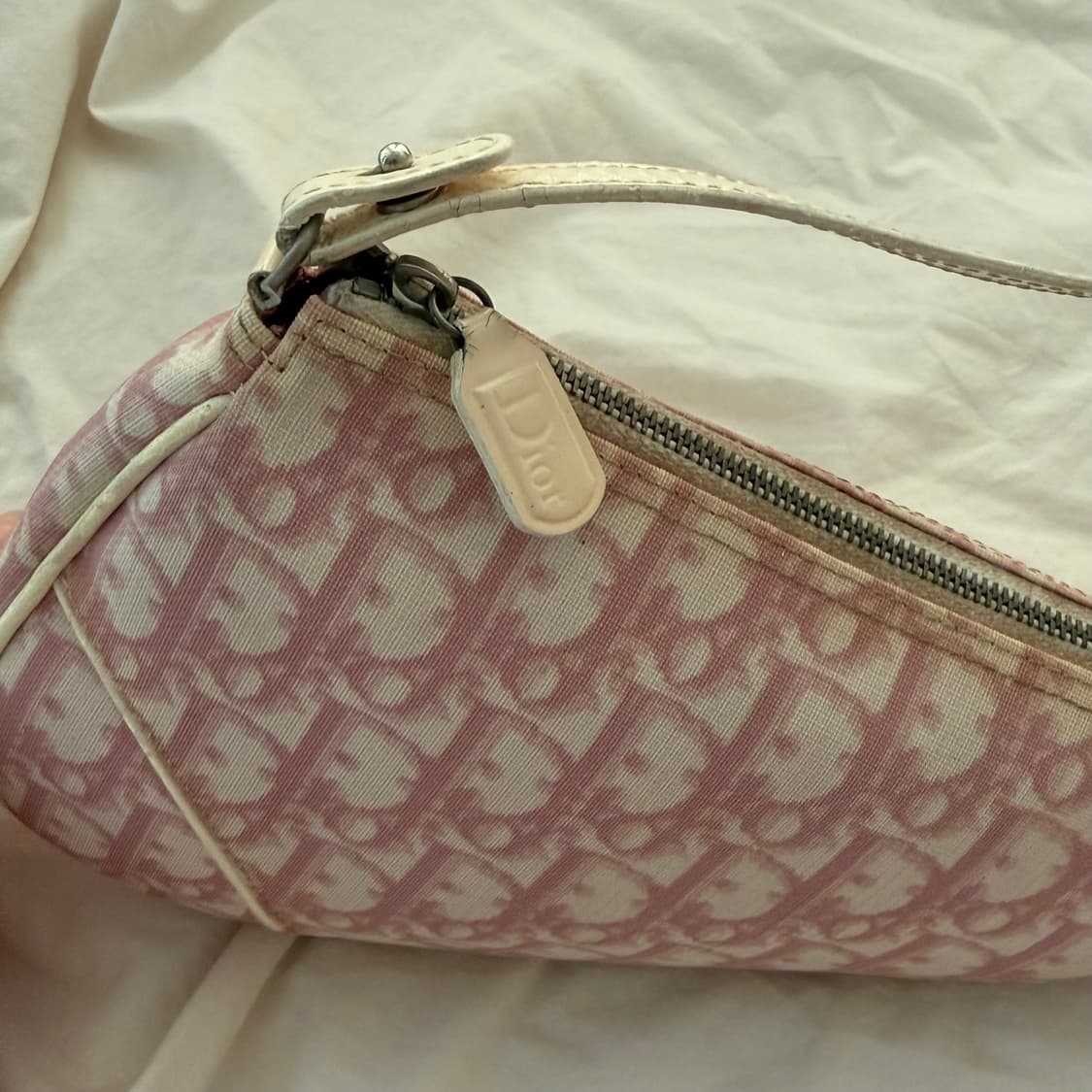빈티지 디올 오블리크 pvc백 새들백 핑크 상품이미지4
