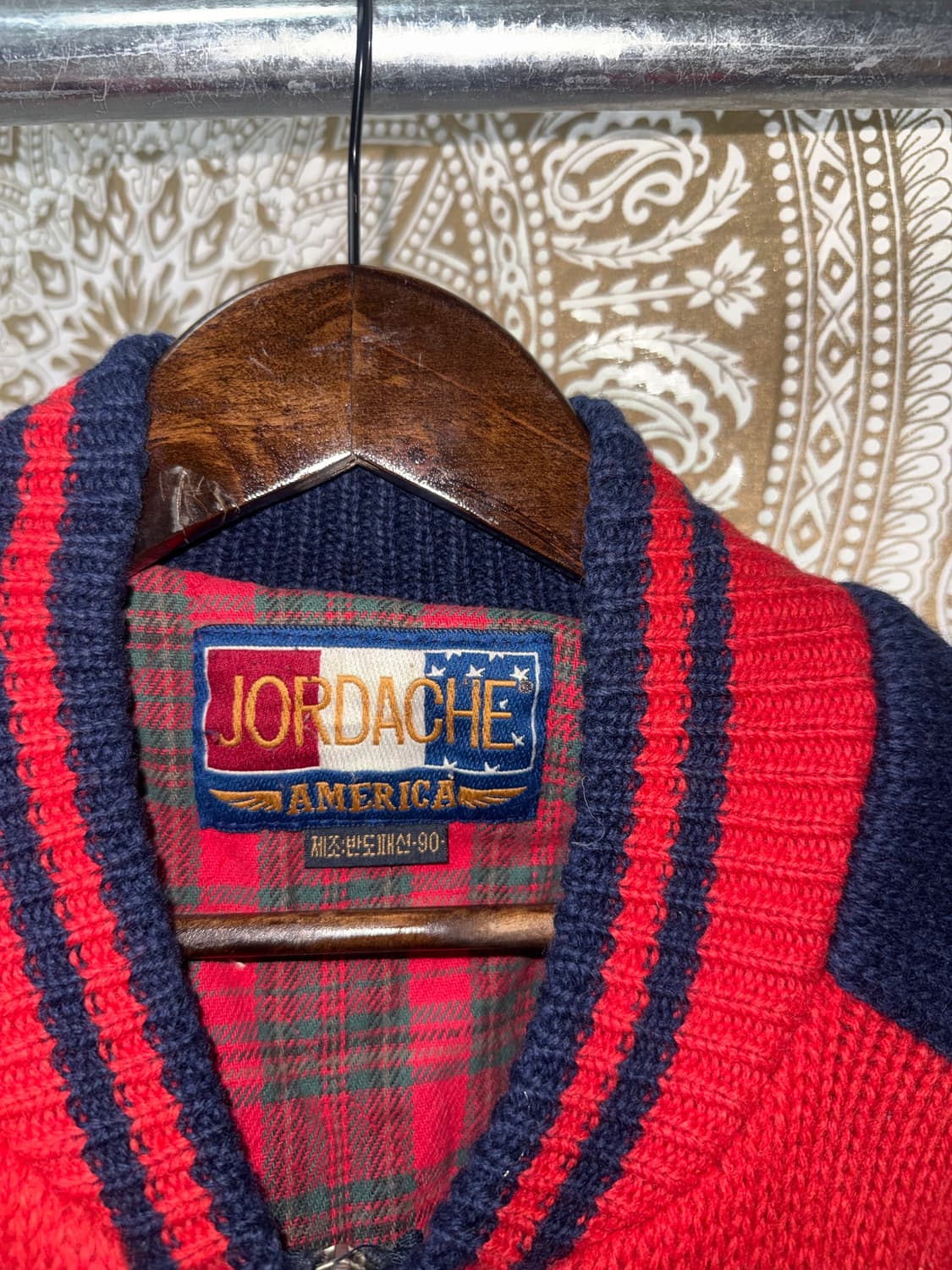 JORDACHE 죠다쉬 AMERICA 90‘s 성조기 니트 바시티 자켓  상품이미지4