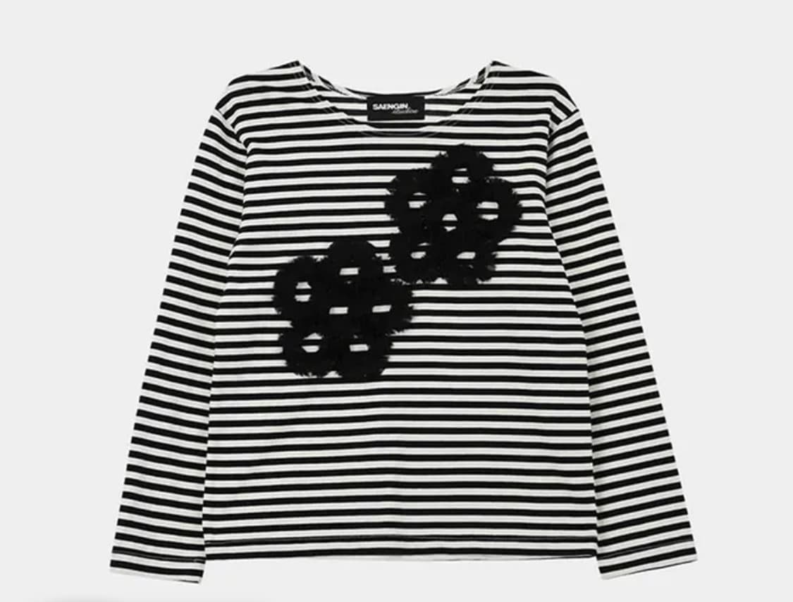 [생긴스튜디오] FLOWER LACE STRIPE LONG SELLEVE 상품이미지2