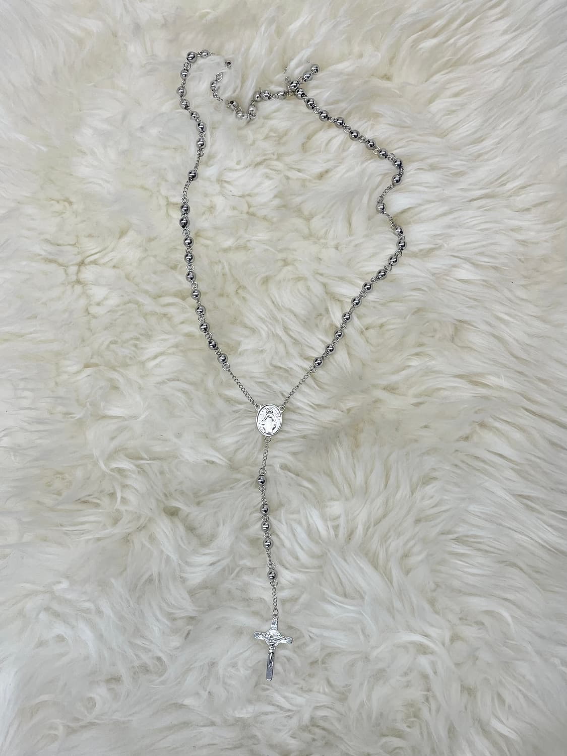 실버 볼 로자리오 네크리스 상품이미지3