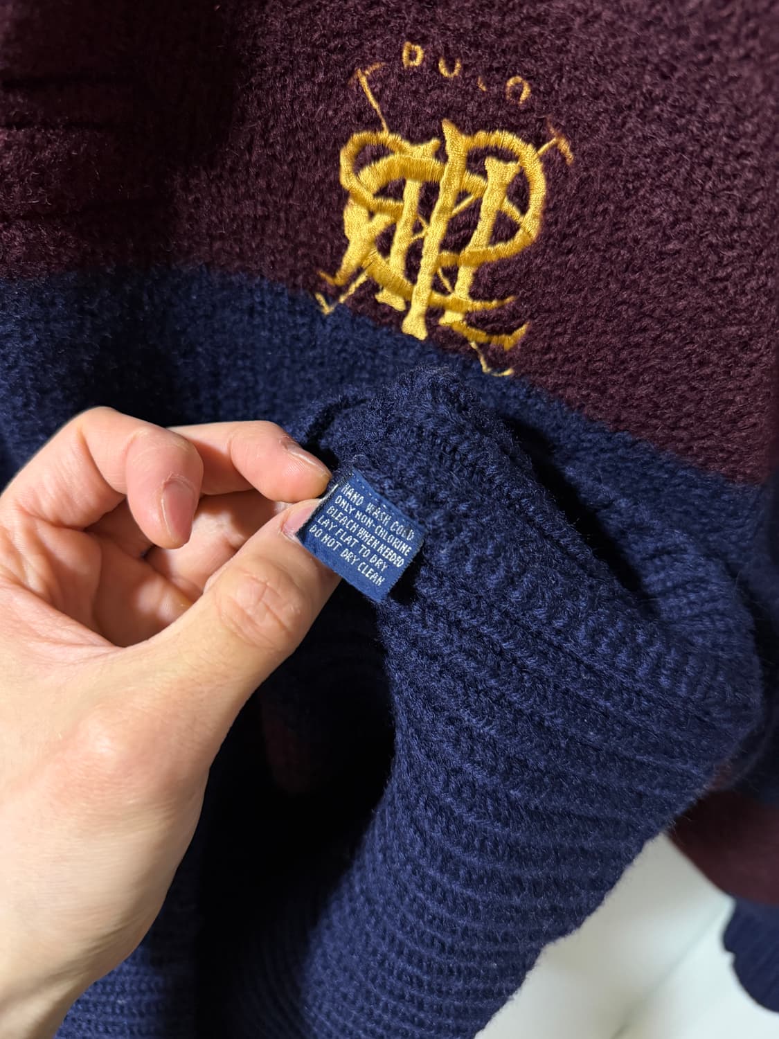 폴로 랄프로렌 90‘s 스트라이프 럭비 울 카라 크롭 니트 상품이미지4