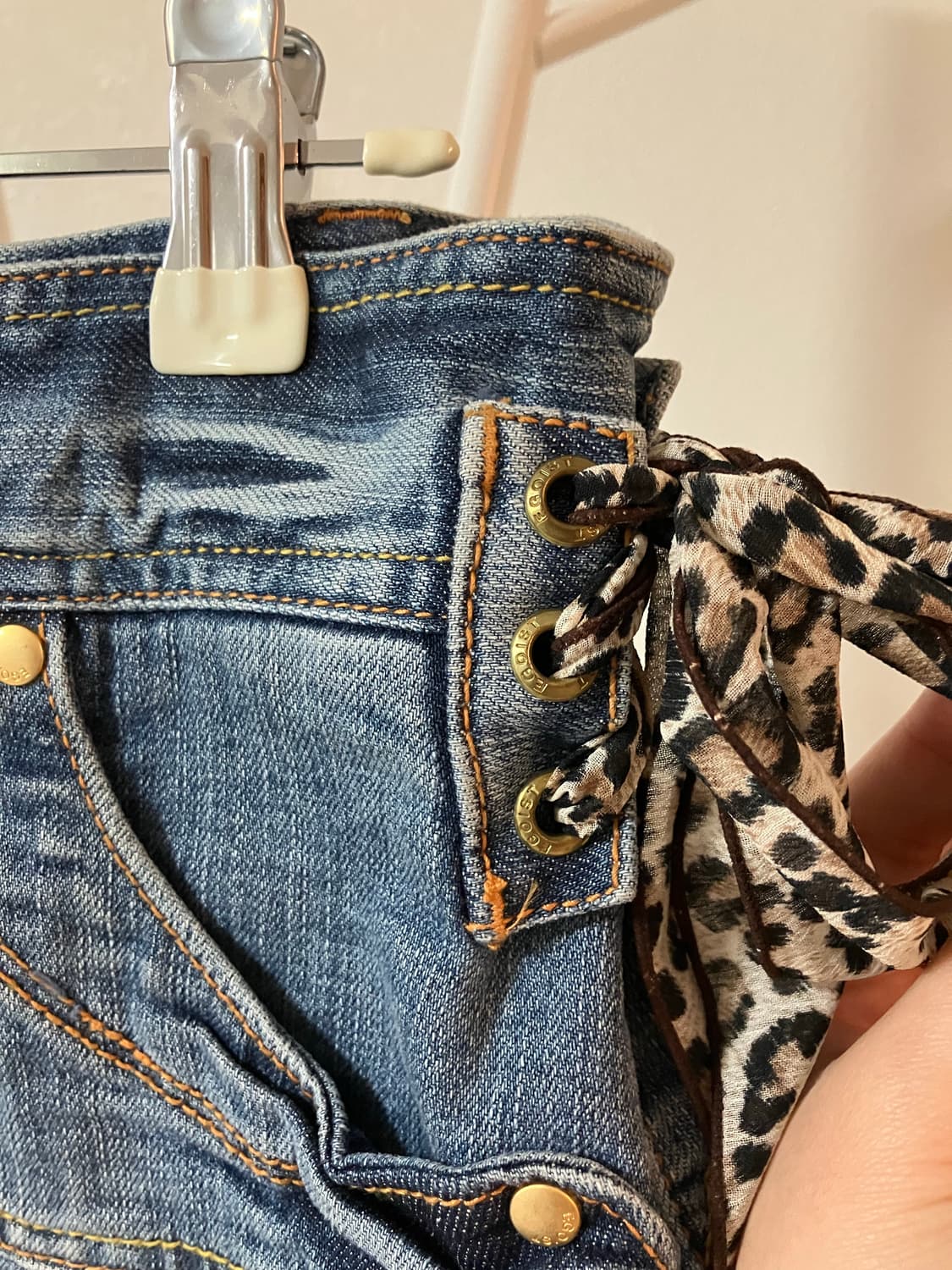 에고이스트 오네갸루 데님스커트 미니스커트 레오파드 호피레이어드 y2k 상품이미지3