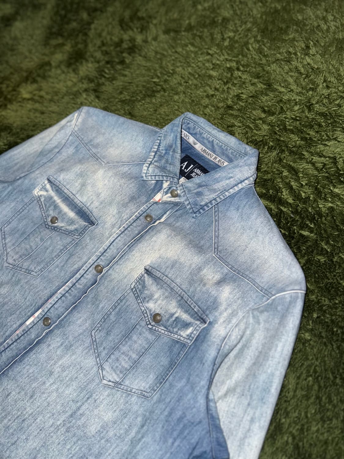 [EU L] 아르마니 진스 빈티지 워싱 웨스턴 데님 셔츠 상품이미지2