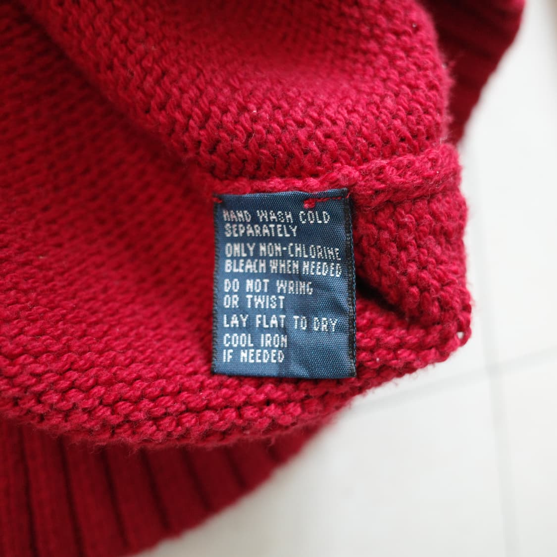 90s [XL] 폴로 랄프로렌 레드 피마코튼 크루넥 니트 상품이미지6