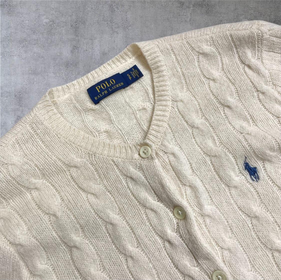 폴로 랄프로렌 아이보리 울캐시미어 케이블 니트 가디건 S 상품이미지2