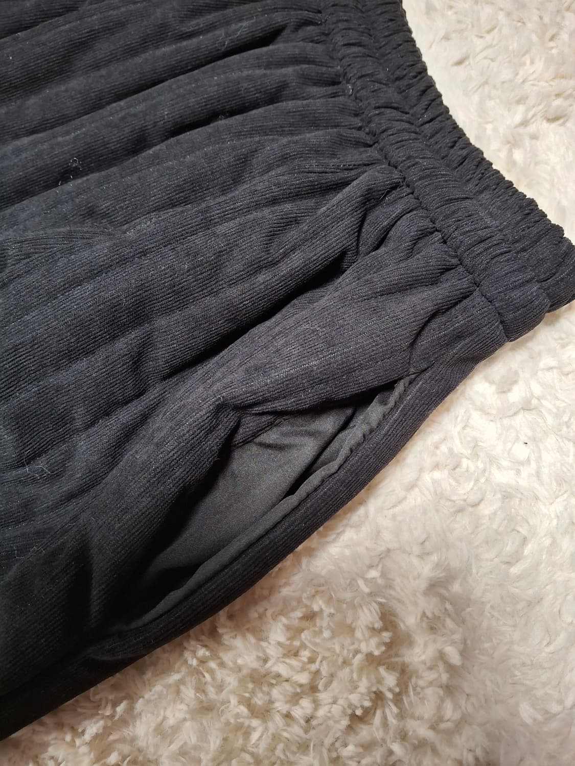 (마지막특가) 잔골덴 누빔 롱스커트 블랙 상품이미지5