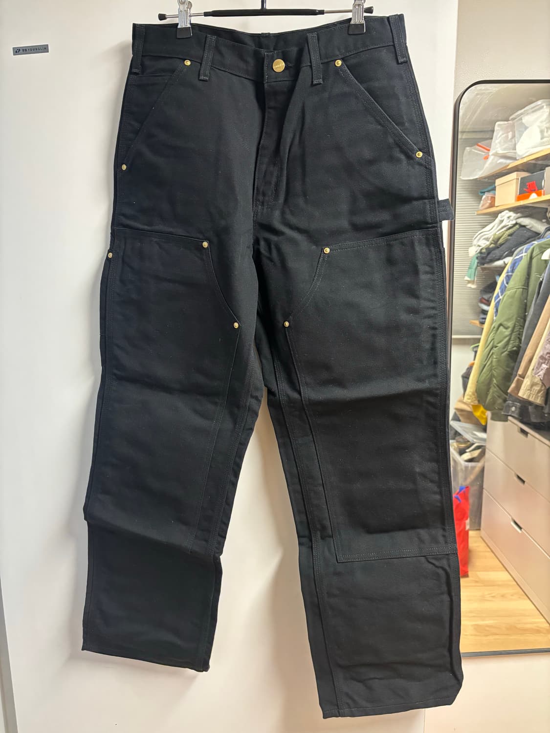 [32X30] 칼하트 캔버스 더블니 워크팬츠 블랙 상품이미지1