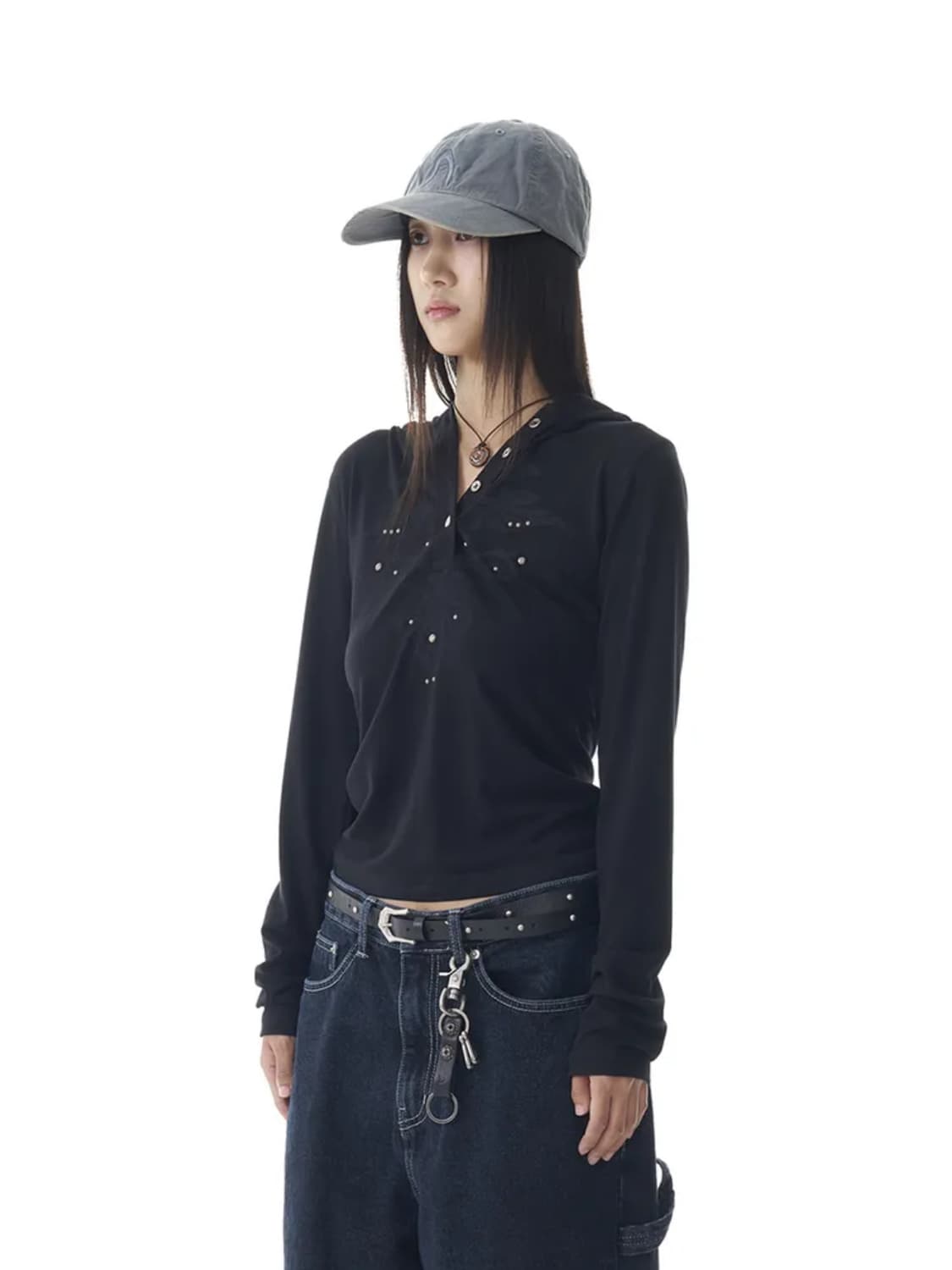 아캄 롱스리브 블랙 후디 상품이미지1