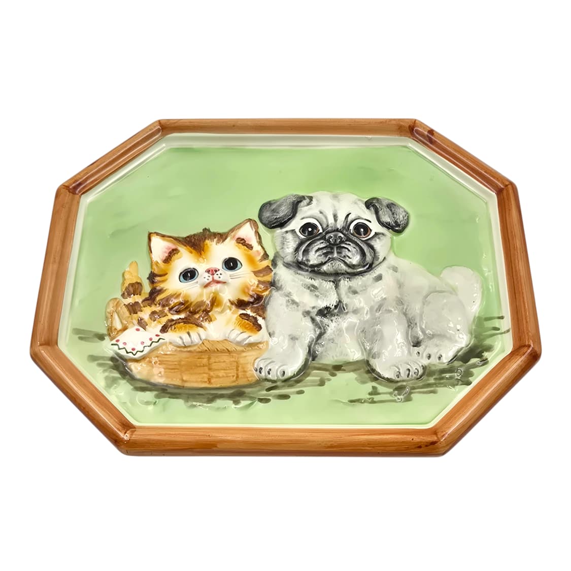 70s 가토 고양이&강아지 포셀린 벽걸이 3D 액자 상품이미지2