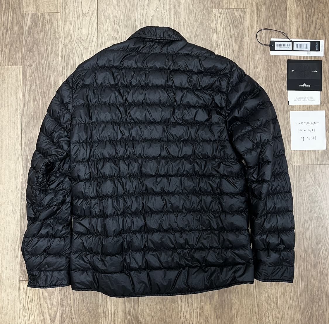 [L] 스톤아일랜드 가먼트 다이드 마이크로얀 다운 셔츠 블랙 상품이미지5