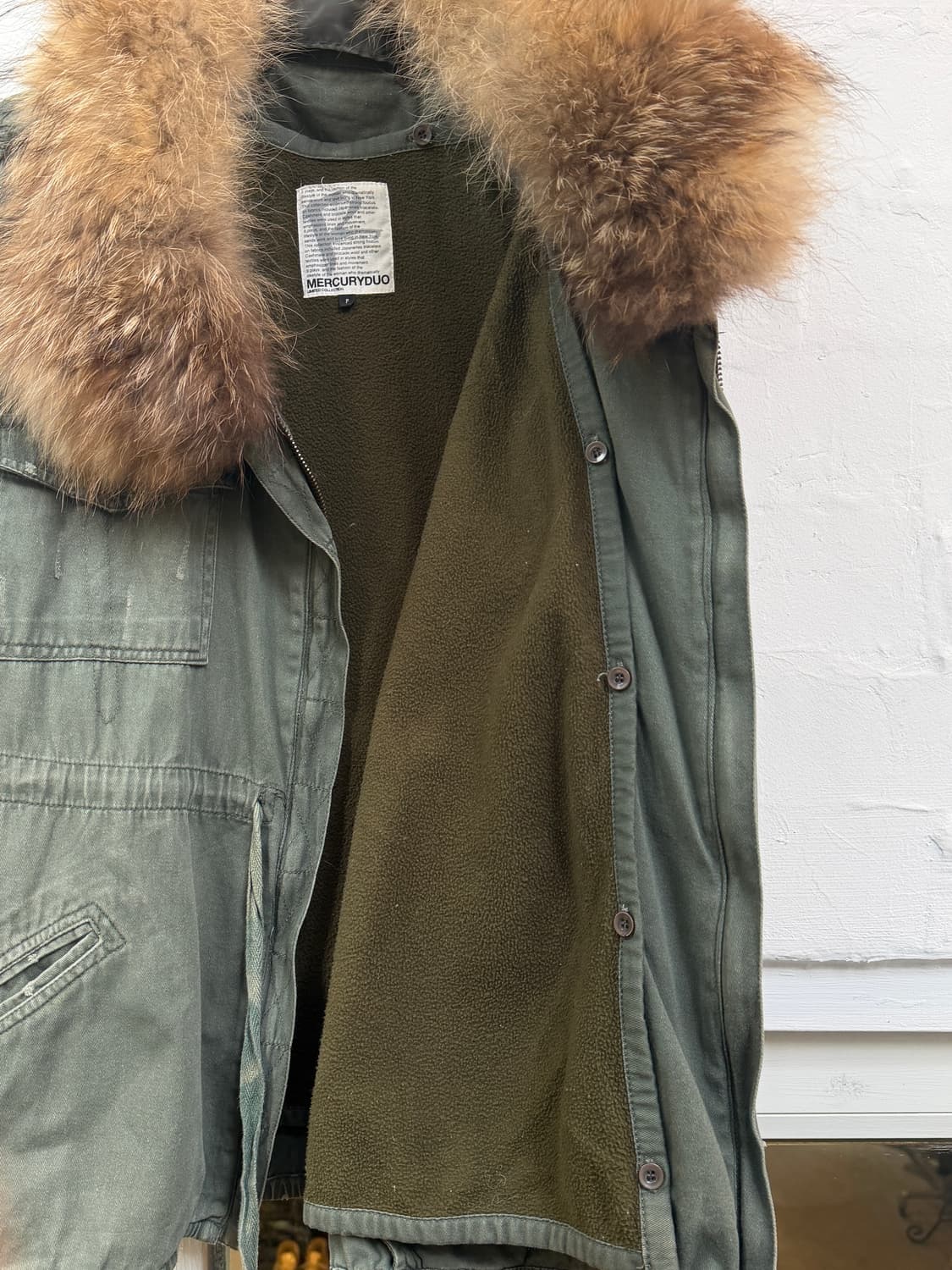 Mercuryduo 카키 라이너 라쿤퍼 트리밍 야상 자켓 F 상품이미지4