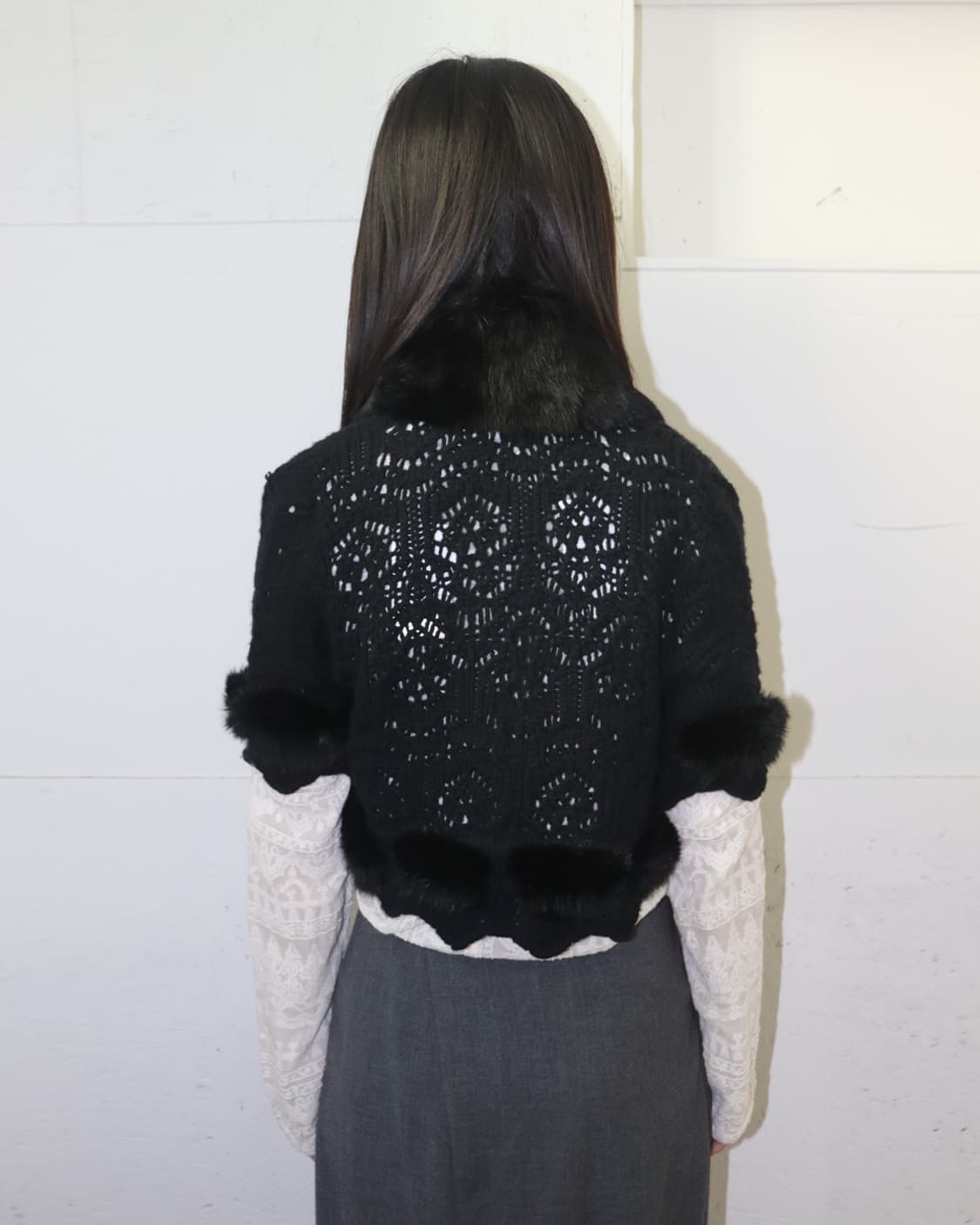 크리스찬 디올 숏 슬리브 퍼 디테일 크로셰 자켓 상품이미지2