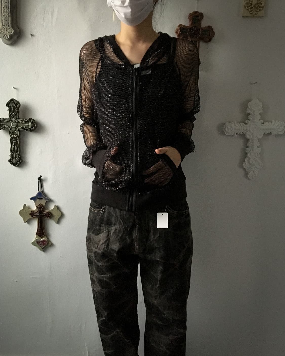 Net glitter hood zip up 상품이미지6