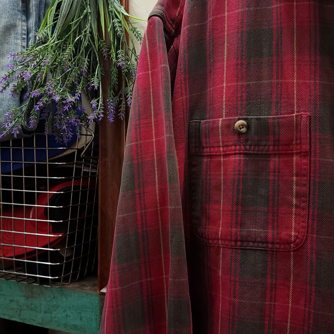 90s 팀버랜드 체크셔츠 플란넬 셔츠 헤비코튼 크롭셔츠 XL 상품이미지5