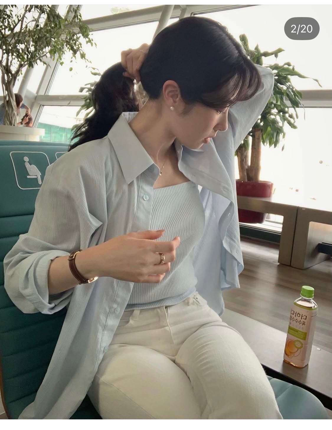 모아빈 flavor shirt 하늘색 상품이미지2