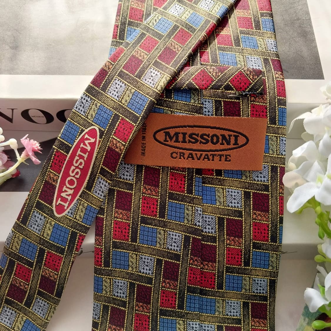 미쏘니 실크 지오메트릭 패턴 넥타이 9.5cm 새제품 K1533 상품이미지5