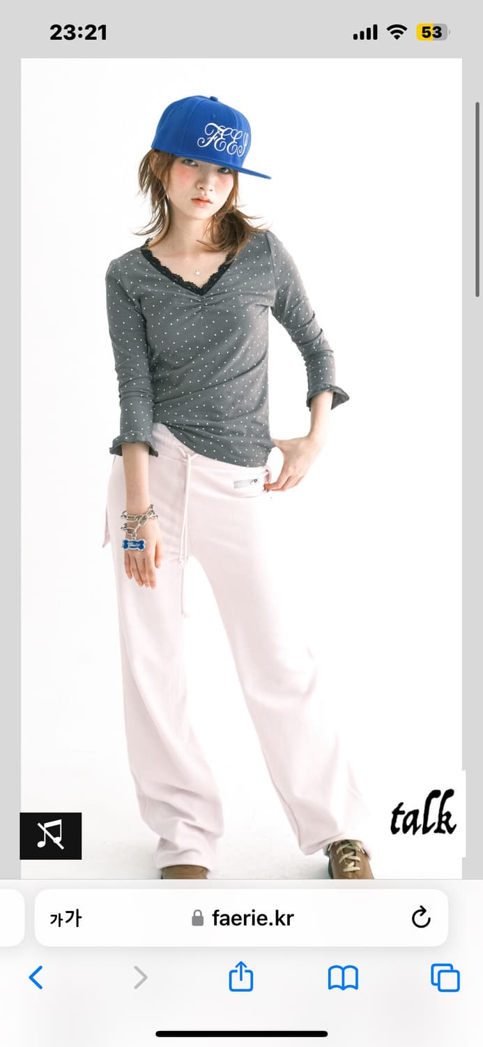 샵페어리 mini heart lace top 차콜 상품이미지2