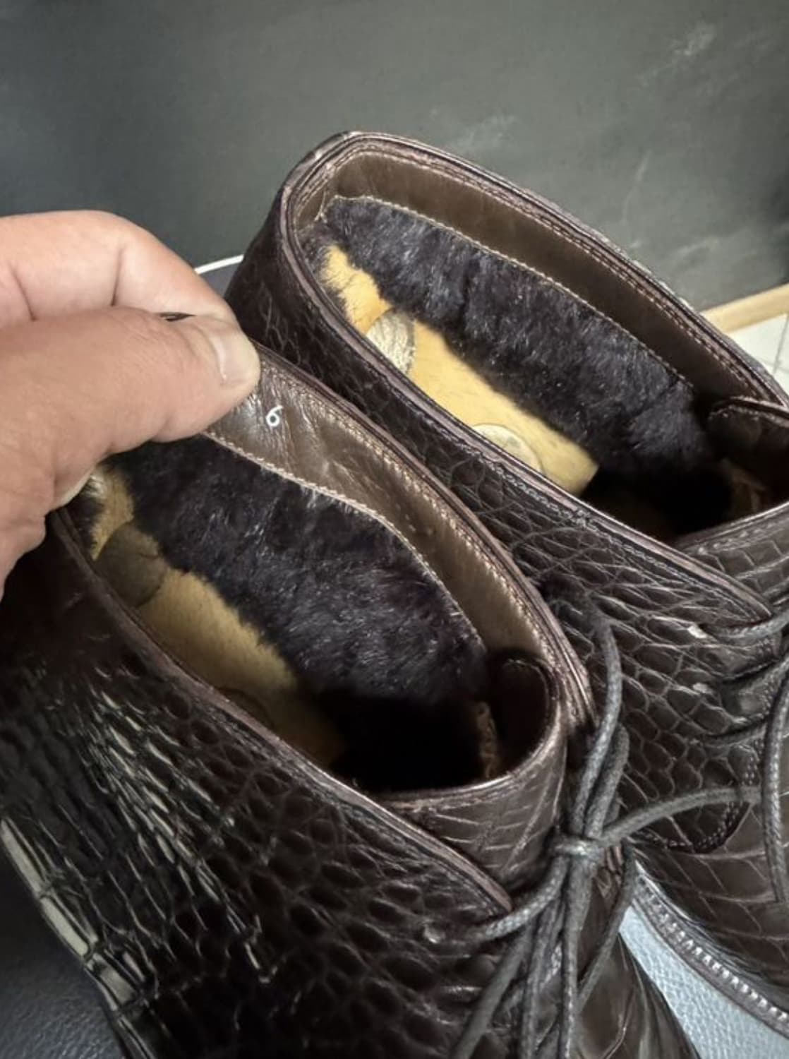 BRIONI 브리오니 데저트 부츠(크로커다일 스킨/라이닝-시어링)해외발송 상품이미지9